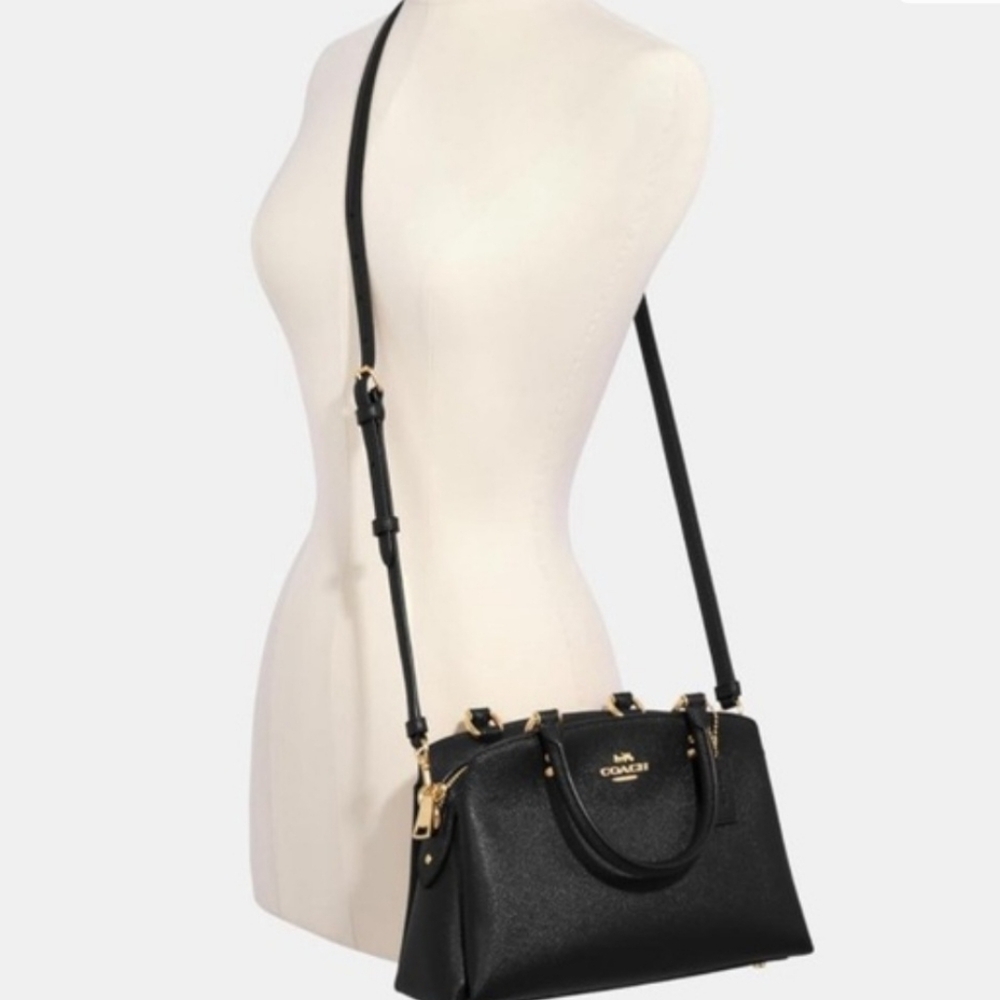 Coach Black Leather Mini Lillie Carryall - Picture 7 of 7